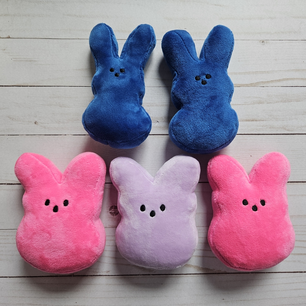 Plush Bunny Set in Blue, Pink, and Purple